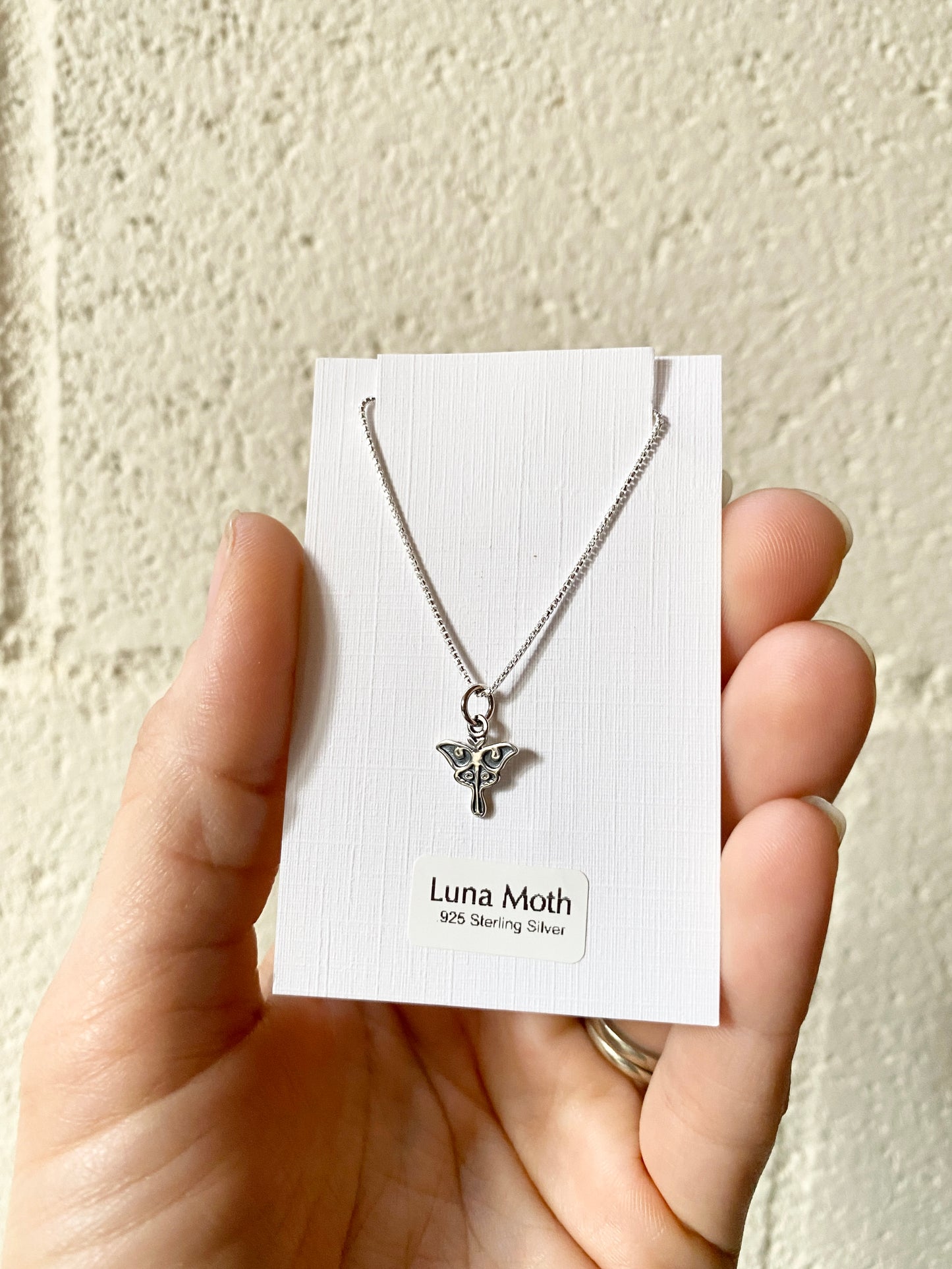 Luna Moth Charm Necklace in .925 Sterling Silver