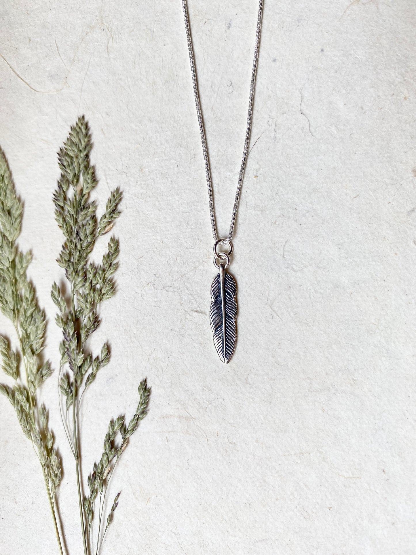 Silver Feather ~ Sterling Silver Charm Necklace - Sacred Symbols Series